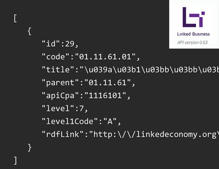 Screenshot του API της Linked Business