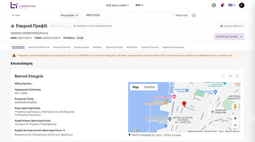 Screenshot συνοπτικής KYC πληροφορίας επισκόπησης